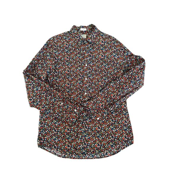 J. Crew Men's Organic Cotton Untucked Slim Fit Long Sleeve Button Front Shirt  L - Picture 1 of 9